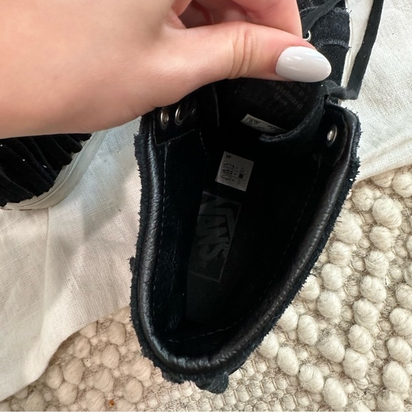 Vans black fringe suede hi top sneakers - Picture 2 of 9